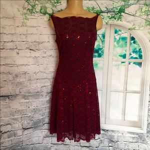 GABBY SKYE Sequin & Lace Fit ‘n Flare Dress, Sz 8